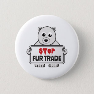 Stopp Fur Trade Sad Polar Bär Button