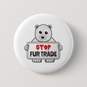 Stopp Fur Trade Sad Polar Bär Button