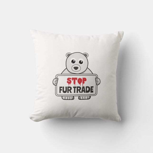 Stopp Fur Trade Sad Polar Bär Kissen (Vorderseite)
