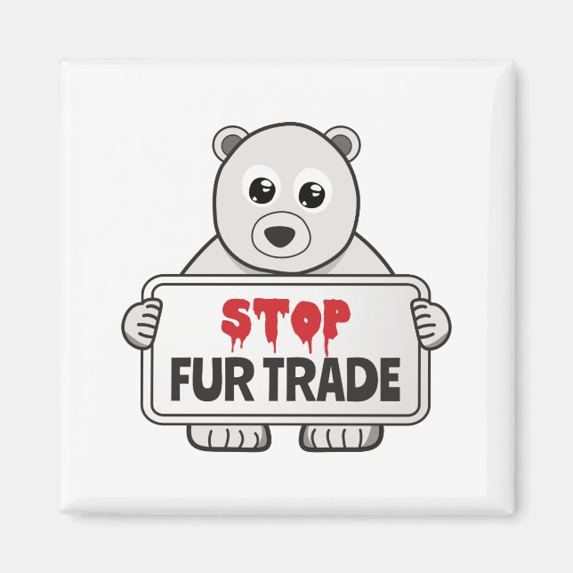 Stopp Fur Trade Sad Polar Bär Magnet (Vorne)
