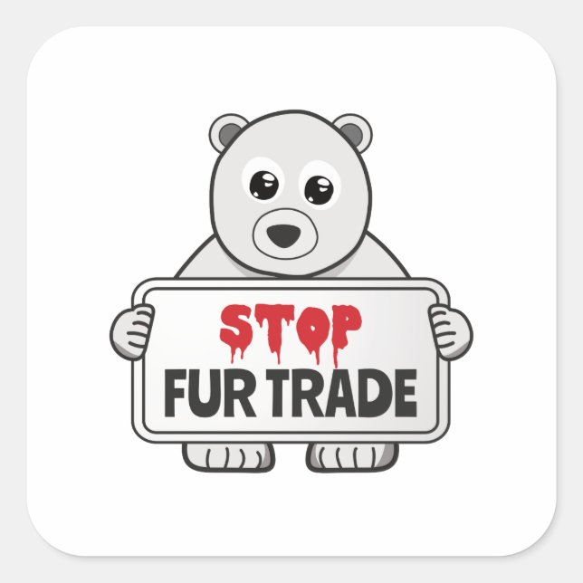 Stopp Fur Trade Sad Polar Bär Quadratischer Aufkleber (Vorderseite)