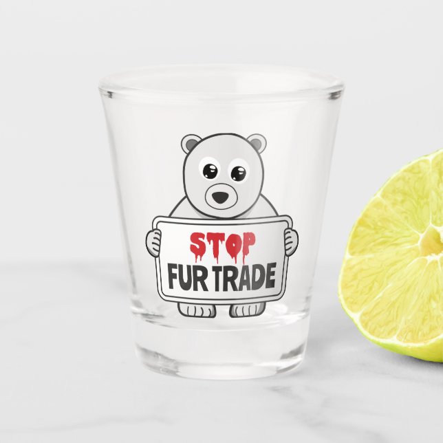 Stopp Fur Trade Sad Polar Bär Schnapsglas (Vorderseite)