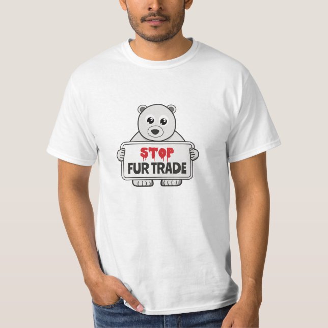 Stopp Fur Trade Sad Polar Bär T-Shirt (Vorderseite)