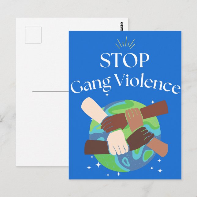 Stopp Gang Gewalt Hands verstrickt Postkarte (Vorne/Hinten)