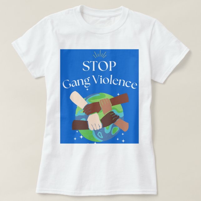 Stopp Gang Gewalt Hands verstrickt T-Shirt (Design vorne)