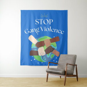 Stopp Gang Gewalt Hands verstrickt Wandteppich