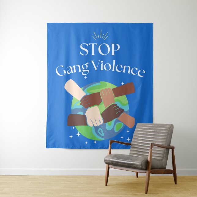 Stopp Gang Gewalt Hands verstrickt Wandteppich (Beispiel)