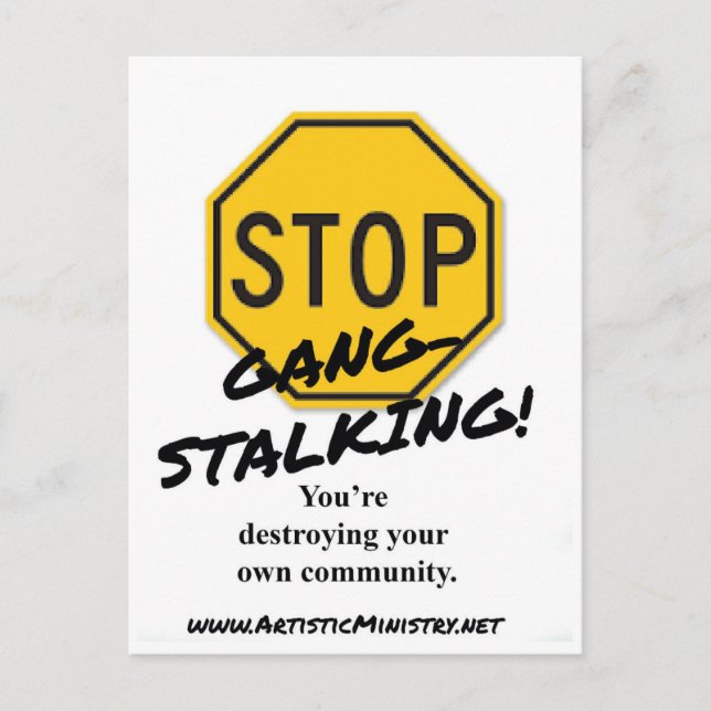Stopp Gang-Stalking POSTCARD Postkarte (Vorderseite)