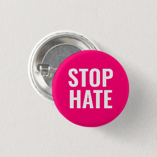 Stopp Hass, Hot Pink Fuchsia Weiße Button-Taste Button