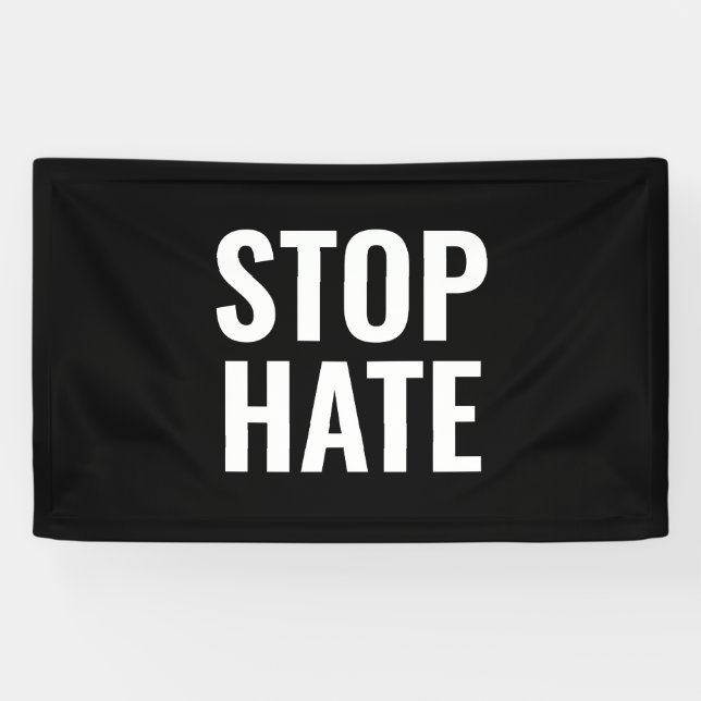 Stopp Hass Schwarz-Weiß Banner (Horizontal)