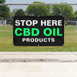 Stopp hier für CBD Öl kühne grüne schwarze Unterne Banner