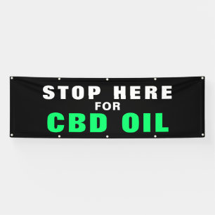 Stopp hier für CBD Öl kühne schwarze grüne Unterne Banner