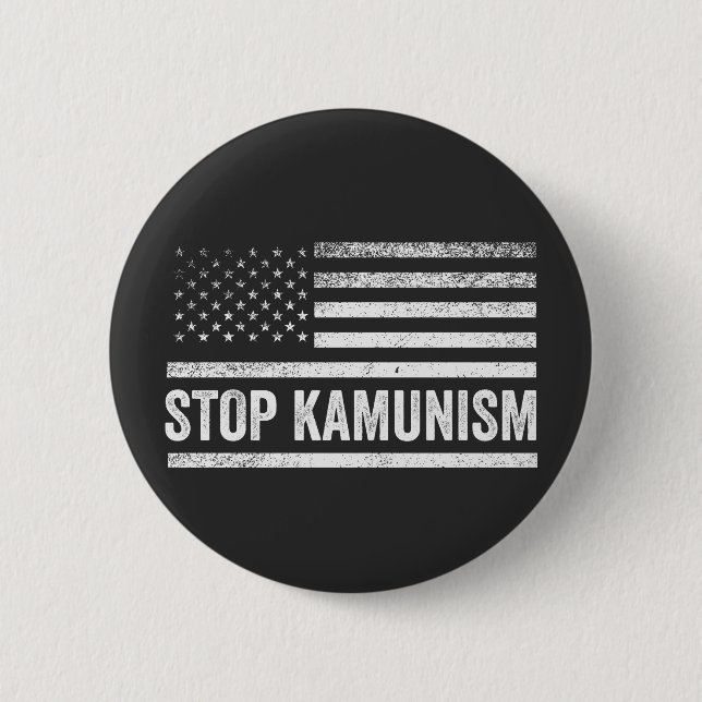 Stopp Kamunism Harris Walz 2024 Comrade Kamala Button (Vorderseite)