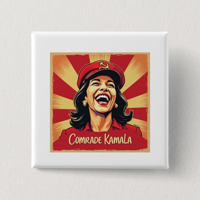 Stopp Kamunism Harris Walz 2024 Comrade Kamala Button (Vorderseite)