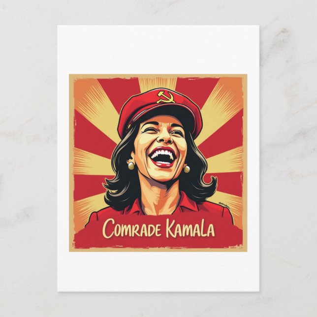 Stopp Kamunism Harris Walz 2024 Comrade Kamala Postkarte (Vorderseite)