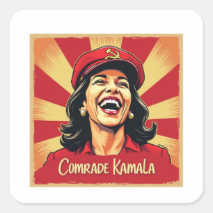 Stopp Kamunism Harris Walz 2024 Comrade Kamala Quadratischer Aufkleber