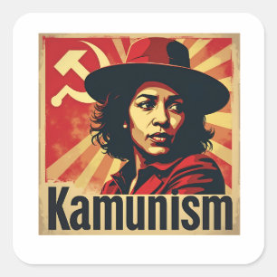 Stopp Kamunism Harris Walz 2024 Comrade Kamala Quadratischer Aufkleber
