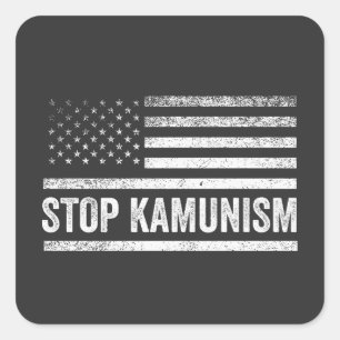 Stopp Kamunism Harris Walz 2024 Comrade Kamala Quadratischer Aufkleber