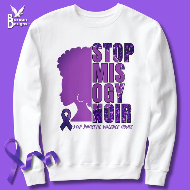 STOPP MISOGYNOIR Gewalt Sweatshirt (STOP MISOGYNOIR Domestic Violence Awareness sweatshirt with customizable text, with afro silhouette )