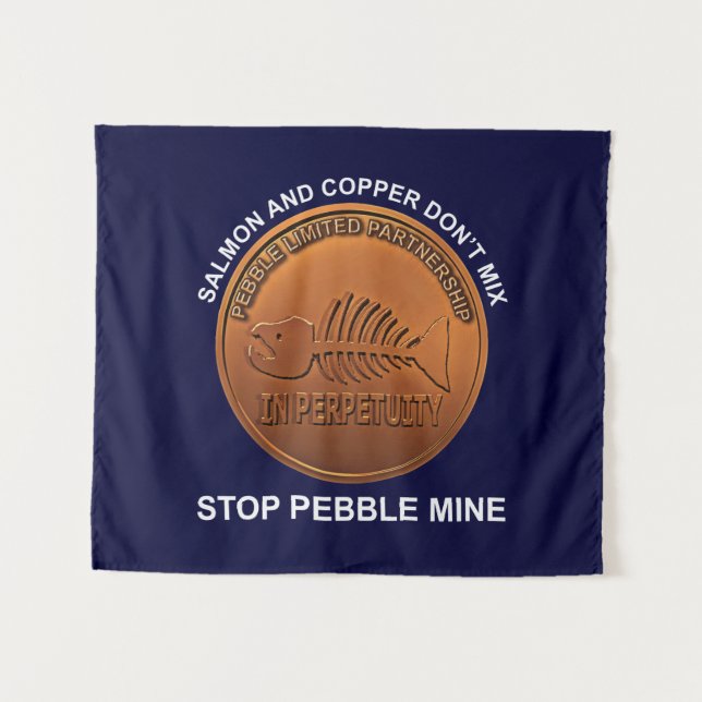 Stopp Pebble Mine - Pebble Mine Penny Wandteppich (Vorderseite (Horizontal))