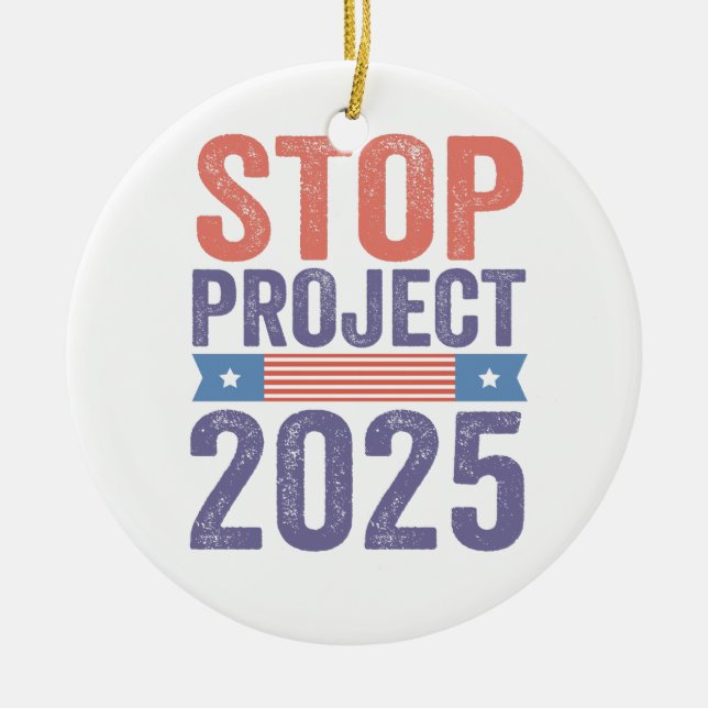Stopp Project 2025 Trump American Patroitic Keramik Ornament (Vorne)