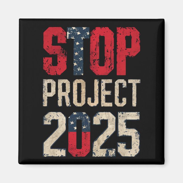 Stopp Project 2025 Trump Biden Vintag Magnet (Vorne)