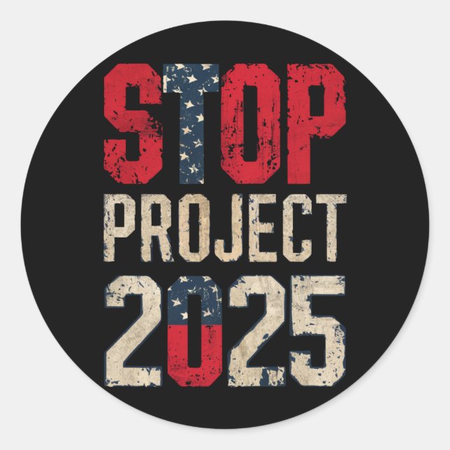 Stopp Project 2025 Trump Biden Vintag Runder Aufkleber (Vorderseite)