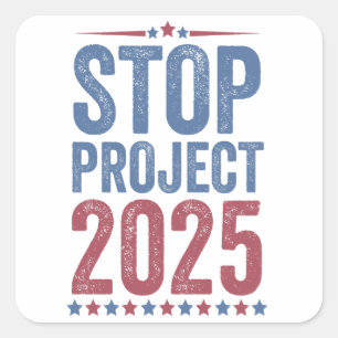 Stopp Project 2025 Trump Harris American Patroitic Quadratischer Aufkleber