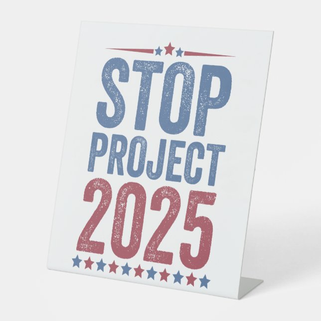 Stopp Project 2025 Trump Harris American Patroitic Sockelschild (Vorderseite)