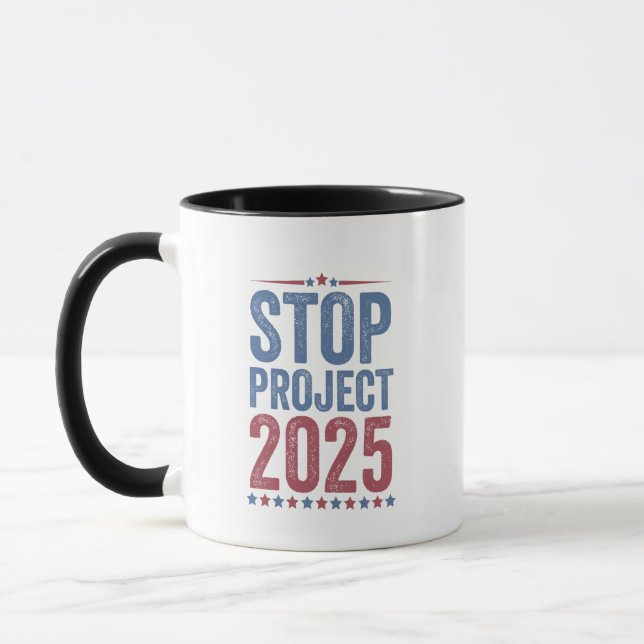 Stopp Project 2025 Trump Harris American Patroitic Tasse (Links)