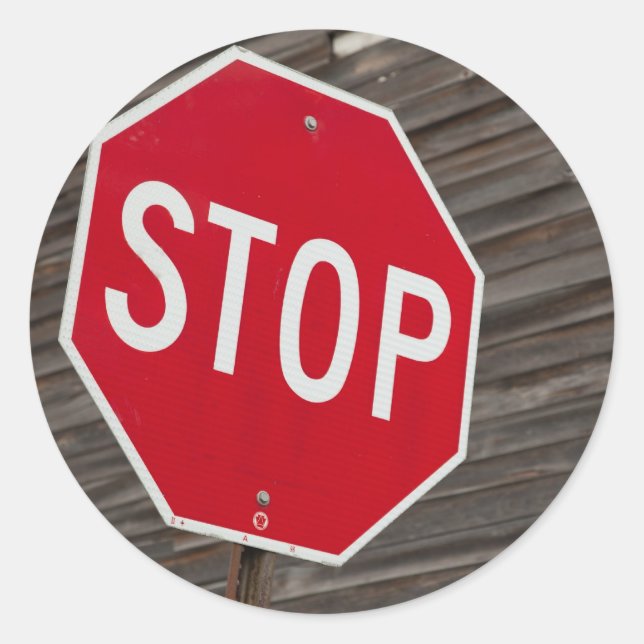 Stopp Runder Aufkleber (Vorderseite)