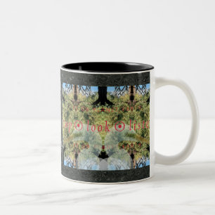 STOPP ・ SIEHE ・ LISTEN ZWEIFARBIGE TASSE