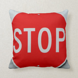 Stopp Sign Grau und Weiß Kissen