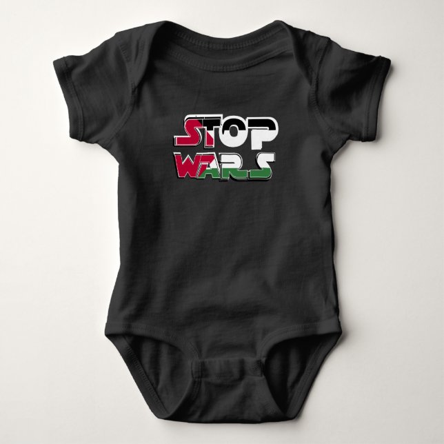 Stopp Wars Palestine Flag Text Typografie Design Baby Strampler (Vorderseite)