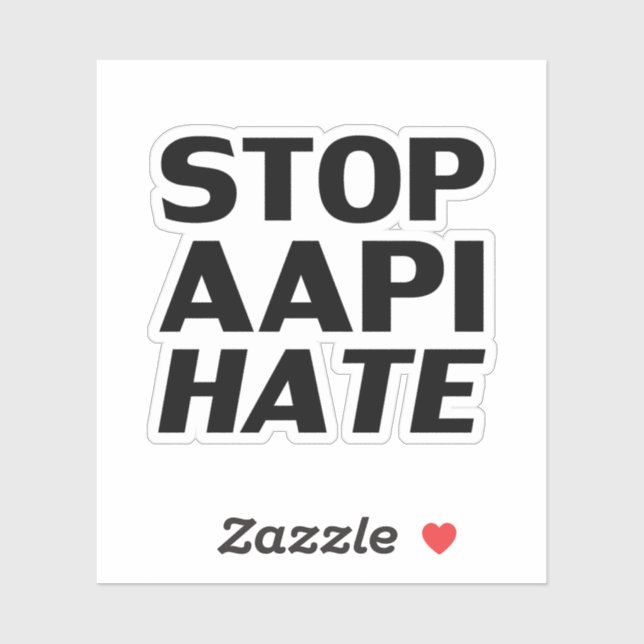 Stoppen des AAPI Hasses, Schwarz-weißer Aufkleber (Blatt)