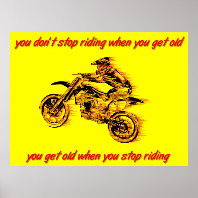 Stoppen Reiten Altes Dirt Bike Motocross Poster ho (Vorne)