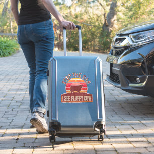 Stoppen Sie das Auto I sehen Fluffy Kuh Retro High Aufkleber