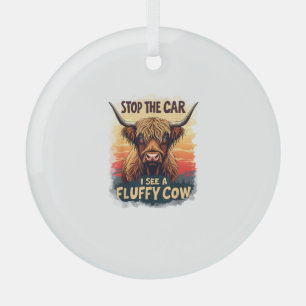 Stoppen Sie das Auto I sehen Fluffy Kuh Retro High Ornament Aus Glas