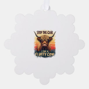 Stoppen Sie das Auto I sehen Fluffy Kuh Retro High Ornament Karte