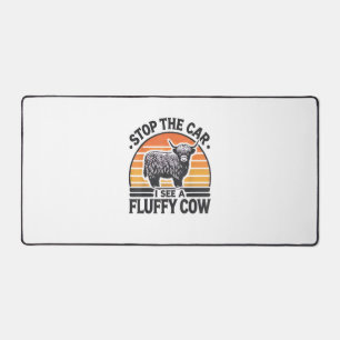 Stoppen Sie das Auto I sehen Fluffy Kuh Retro High Schreibtischunterlage