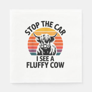 Stoppen Sie das Auto I sehen Fluffy Kuh Retro High Serviette