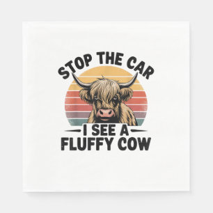 Stoppen Sie das Auto Ich sehe Fluffy Funny Kuh Ret Serviette