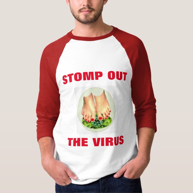 STOPPEN SIE DAS ROTE UND WEISSE SHIRT DER VIRUS-MÄ (Vorderseite)