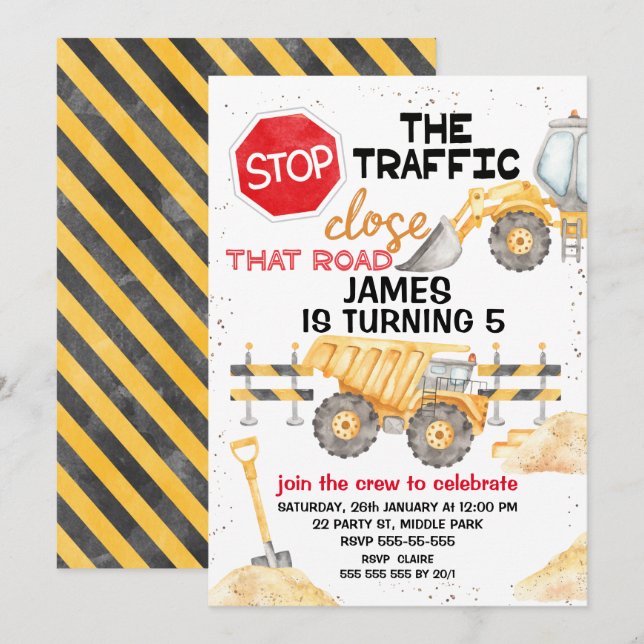 Stoppen Sie den Nahen Straßenverkehr Einladung (Vorne/Hinten)