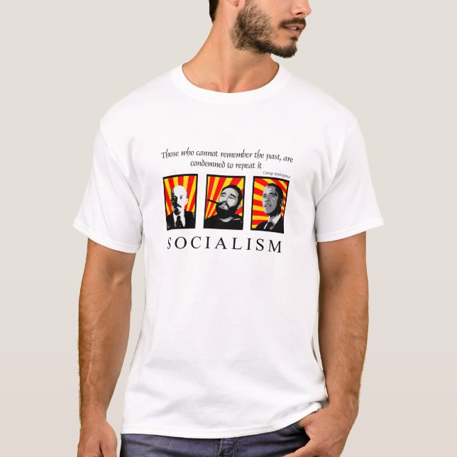 Stoppen Sie den Sozialismus hellfarbig nur T-Shirt (Vorderseite)