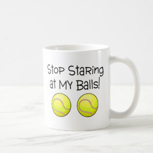 Stoppen Sie, entlang meiner Bälle (Tennisbälle) Kaffeetasse