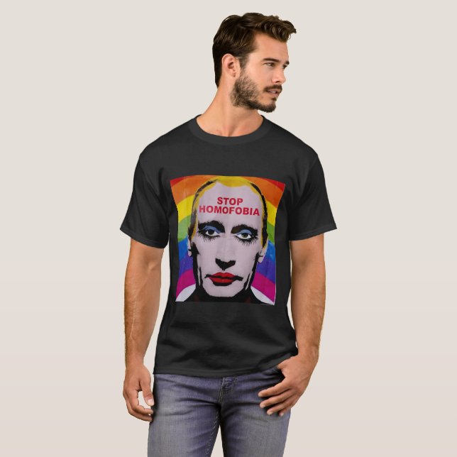 Stoppen Sie Putin-Endhomophobie T-Shirt (Vorne ganz)