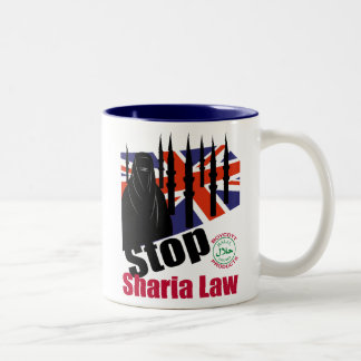 STOPPEN SIE SHARIA GROSSBRITANNIEN ZWEIFARBIGE TASSE