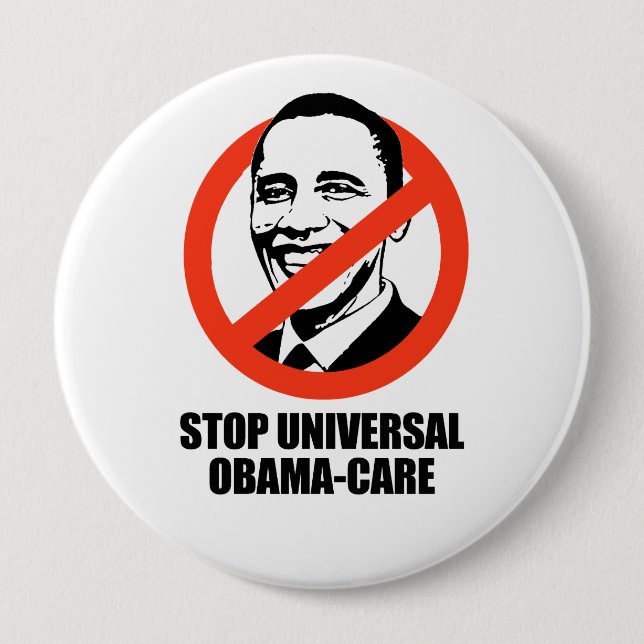 Stoppen Sie universelle Obama-Sorgfalt Button (Vorderseite)
