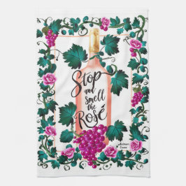 Stoppen und riechen Sie den Rosé Custom Pink Vino Geschirrtuch